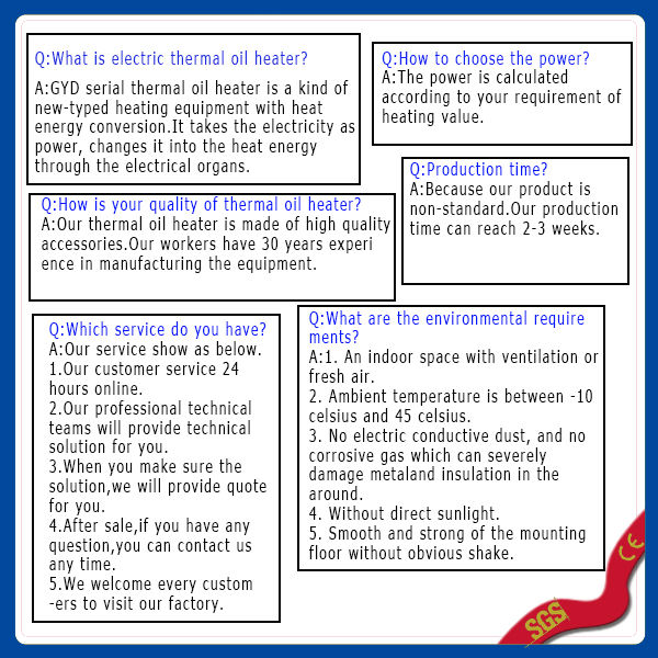 化学工業のための産業電気横の熱ホット オイルのヒーター